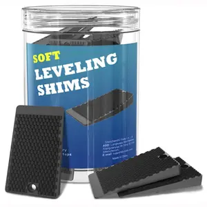 Furniture Levelers, 32 Piece Jar, Rubber Shims for Leveling, Black Wedge for Table Toilet Refrigerator Piano, Small Shims for Home Improvement and Work, Cuttable and Stackable