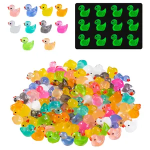 80P Mini Ducks Luminous, Tiny Resin Animals Figurines Colorful Small Little Ducks in Bulk for Miniature Landscape Aquarium Potted Fairy Garden Home Dollhouse Decor Accessories Party Favors Gifts