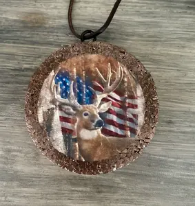 Ready to Hang Car Freshie -Card Stock with Buck and American Flag Scent - Made to Order