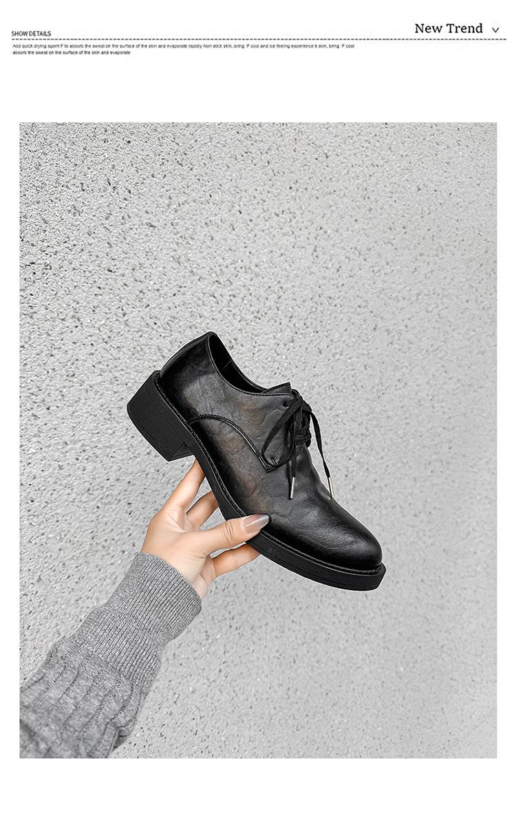 Derby men’s leather shoes with a premium feel—black dress/casual style, height-boosting platform sole, large toe box