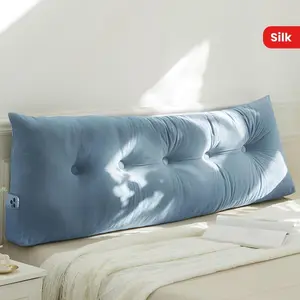 Large Bolster Bed Rest Reading Pillows - Triangular Headboard Pillows Twin/Queen/King Size Head Roll Pillow With Side Pockets - Backrest Positioning Support