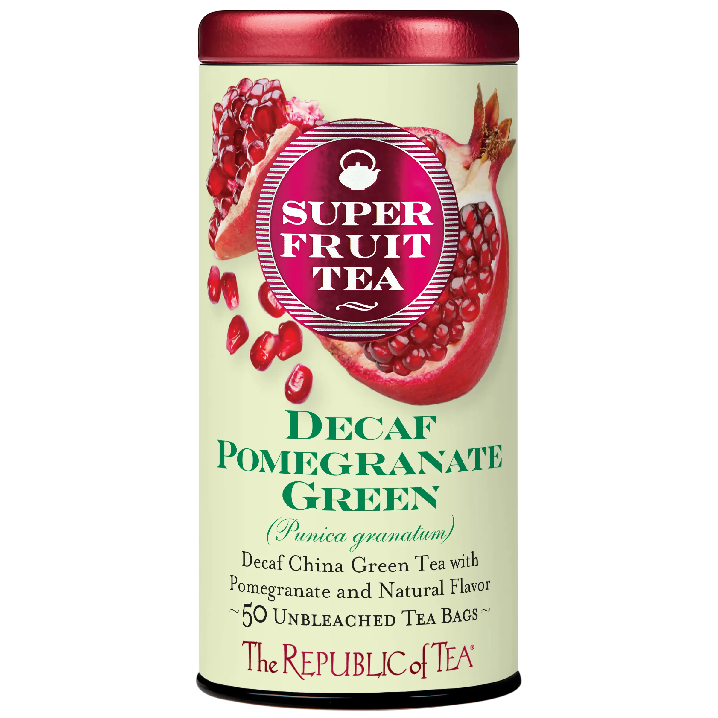 The Republic of Tea Pomegranate Green Tea Decaf, 50 Tea Bags
