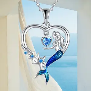 Stunning Blue Mermaid Starfish Pendant Necklace - Exquisite Design, Versatile & Ideal for Fashion-forward Women