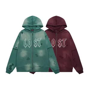 Los Angeles Luxury Streetwear Rhinestone Zip Up Hoodie Tracksuit, Vintage Washed Oversized Unisex Y2K Hip Hop Open Cardigan Sweatpants Set, 2026 Summer Coachella Casual Outfit Men's Velour