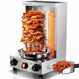 WantJoin Shawarma Grill Machine - 22 LBS Electric Vertical Rotisserie w/ 2 Burners and Shovel for Doner Kebab, Chicken, Beef | Stainless Steel | 122°F to 572°F Temp | for Home & Commercial Use, 2520W