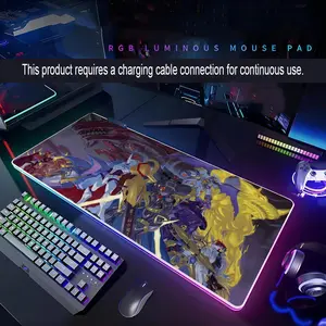 Anime D-Digimon Adventure Mouse Pad Rgb Xxl Laptop Mat Gaming Led Mousepad Backlit Keyboard Gamer Girl Table Pads Desk