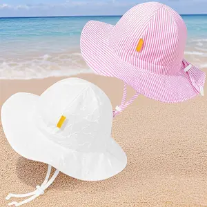 BHC11 Baby Girl Sun Hat with UPF 50+ Outdoor Adjustable Toddler Beach Hat with Wide Brim Bucket Hats for Boys Girls