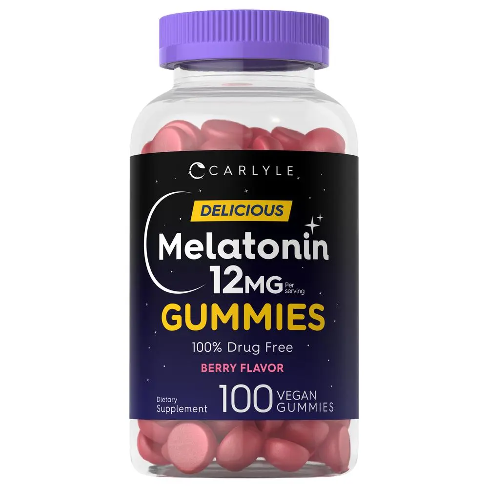 Carlyle Melatonin Gummies 12mg | 100 Count | Berry Flavor | Vegan Supplement | Non-GMO, Gluten Free Carlyle Melatonin Gummies 12mg | 100 Count | Berry Flavor | Vegan Supplement | Non-GMO, Gluten Free