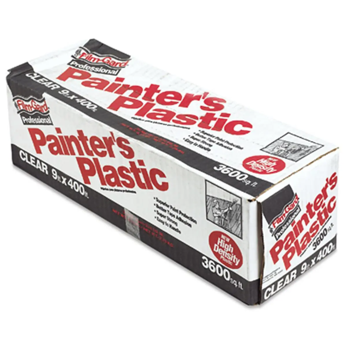 Berry Plastics 626260 Professional Painters Plastic Film - Easy-to-Tape, Super Strong, High Density, Rectangular, 9x400ft, 0.35 Mil, Protection, 14.5x5.62x5.12in, 6.2 lbs (Home Improvement Paint Supplies & Tools)