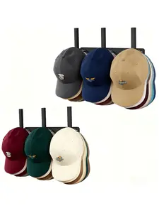 Hat Rack 2 Packs, Removable Long Row Hat Racks for Baseball Caps Wall, Holds 30 hats, 2 Mounting Options Hat Organizer, Space Saving Hat Rack for Wall, Hat Hanger for Door, Room, Closet (Black)