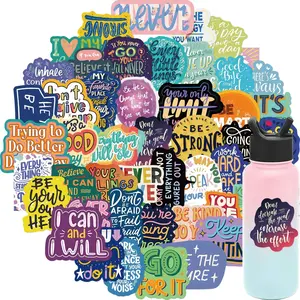 50 Inspirational Quote Stickers Set, Waterproof Durable Positive Energy Stickers for Water Bottles, Laptops, Aesthetic Notebook Decorations, Sticker Packs