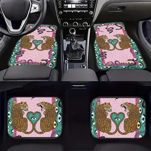 4 Piece Art Leopard Print Car Interior Floor Mats, Car Mat Set, All-Season Non-Slip Mat, Suitable for Sedans and Suvs, Men and Women Holiday Gift, Car Accessory