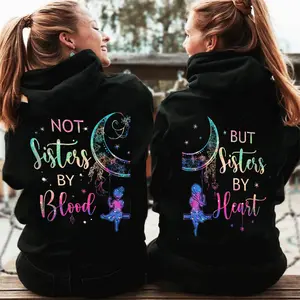 Matching Best Friend Shirts For 2 Not Sisters By Bl** But Sisters By Heart Galaxy Cute Best Friend Hoodies Womenswear Print Sweaters Tops Sweatshirt Yarn Comfort Pieces Black Casual Long Sleeve Cotton