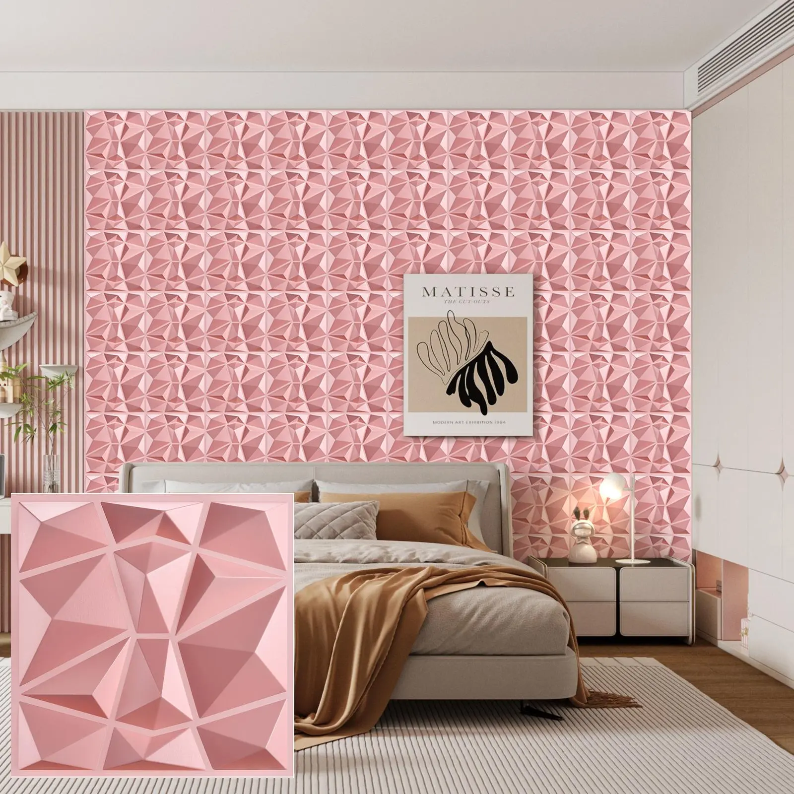 3D Diamond Texture Wall Panel, Wall Cover, 12/20/30pcs Waterproof Self Adhesive Wall Sticker, Decorative Wall Decal for Home Living Room Bedroom Hotel Office, Self Adhesive Panels