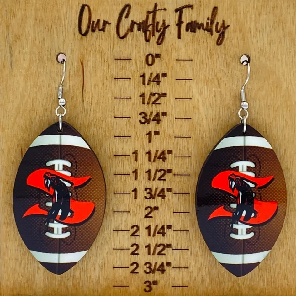Custom sports team sublimated earrings, school spirit, football, teardrop earrings, dangle earrings, game day