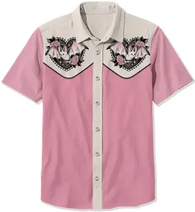 Love Bat Hawaiian Shirt Western Style Print Short-sleeve Button-down Valentines Day Gift