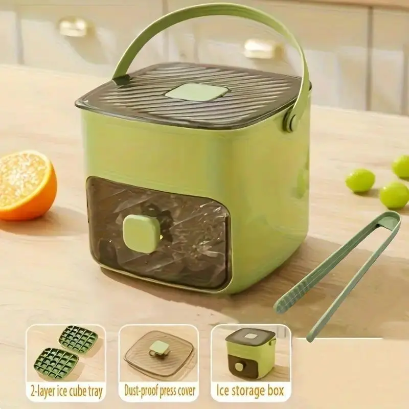 【Summer Sale Deals】 Handheld Ice Bucket, 48-Cell Ice Cube Tray, Ice Mold, Freezing Tool — Food-Grade, Large-Capacity, Home Press-Type Ice Cube Tray
