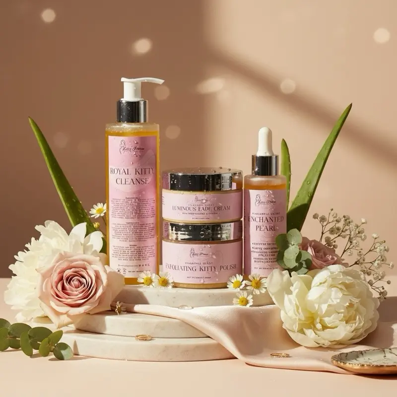 Kitty Potion Intimate Skincare Kit.   Includes Luminous Fade Cream, Enchanted Pearl yoni oil, Exfoliating Kitty Polish and Royal Kitty Cleanse-