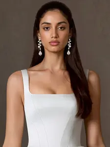 AZAZIE Pearl Chandelier Drop Earrings, 2.0" Elegant Statement Jewelry with an Elongated Silhouette & Baroque Pearl for Bridal Parties