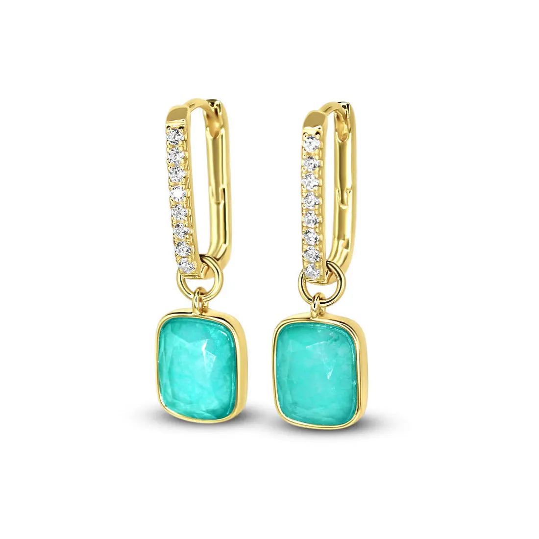 Pavé Luxe Cushion Hoops in Capri Dream - 925 sterlings silver hoop earring removable charm earring versatile style
