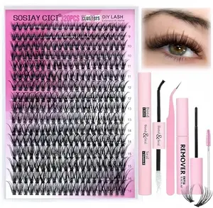 DlY Eyelash Extension Kit Summer Style 320 Pcs 40D Curl Clusters Individual False Eyelashes, Mixed 9-1ómm, with Lash Bond & Seal, Tweezers, Remover, Clear Glue, Eye Makeup Enhancement Products, DlY Lash Extensions at Home, New Year's Day Gift Cosmetic