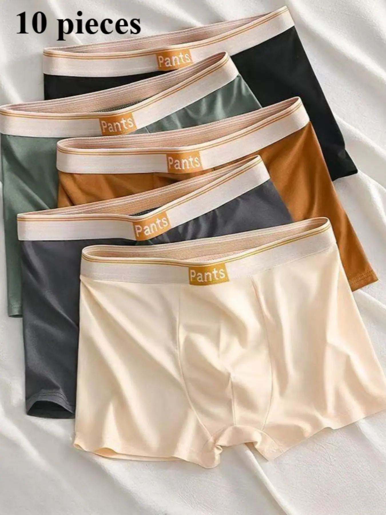 10 Pieces Men's Boxer Shorts in Simple Letter Design, Fashionable Breathable Casual Underwear Boxers for Teens and Adults, Comfortable Home Sleepwear, Menswear