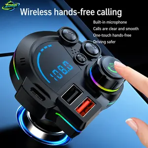 ZORP Car Wireless MP3 Player, PD 30W Type-C Car Charger and Bluetooth 5.3 FM Transmitter, Dual USB Ports, Bass Enhancement, RGB Colorful Radio Adapter, Hands-free Calling, Car Accessory and Road Trip Essential, Compatible with 12V-24V Voltage