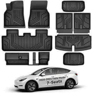 YITAMOTOR 9PCS Tesla Model Y Floor Mats 7 Seater 2021-2024 Cargo Mats Full Sets, 3D Anti-Slip Rear Trunk Mat Cargo Liners Interior