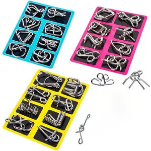 24 pcs metal wire puzzle set,Metal Wire Puzzle Set of 24,Brain Teaser IQ Test Disentanglemen Iron Link Unlock Interlock Game Chinese Ring Magic Trick Toy for Party Favor Kids Adults Challenge puzzle piece solution