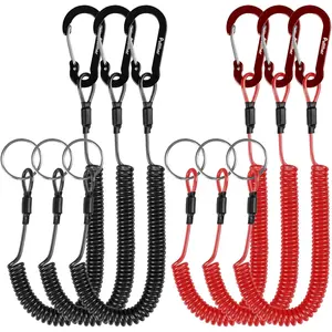Coiled Lanyard,Fly Fishing Lanyard with Carabiner,Retractable Tool Lanyard,Anti Loss Key Lanyard,Tool Lanyards for Hand Tools,for Pliers,Fishing Shears,Fishing Accessories.