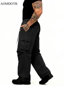 Men's Plus Size Casual Straight Leg Sport Pants, Fitness Trousers, Multi-Pocket Workwear, Suitable for Various Occasions, Outdoor Sports, Dining, Daily Wear