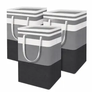 3-Pack Large Laundry Basket – 75L Waterproof, Freestanding & Collapsible Clothes Hamper with Extended Handles for Laundry and Clothes Storage in Dorms and Home