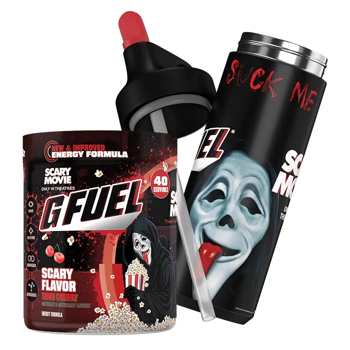 G FUEL Energy Formula | Scary Flavor Bundle | Sour Cherry | 40 Serving Tub and Custom Metal Sipper