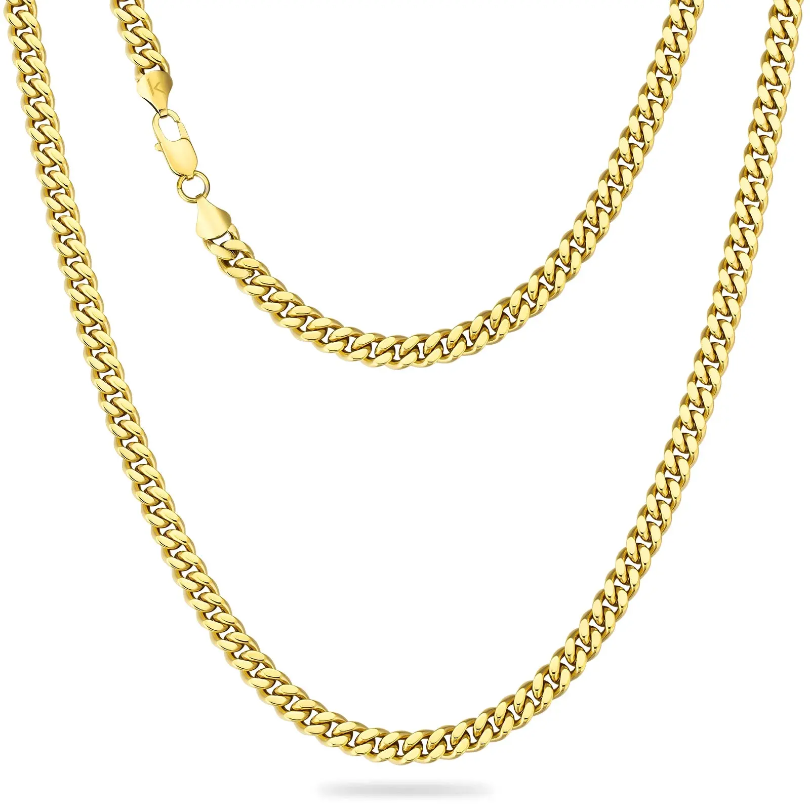 Real 14K Gold Filled Chain Anti Tarnish Jewelry  Miami Cuban Link Curb Necklace