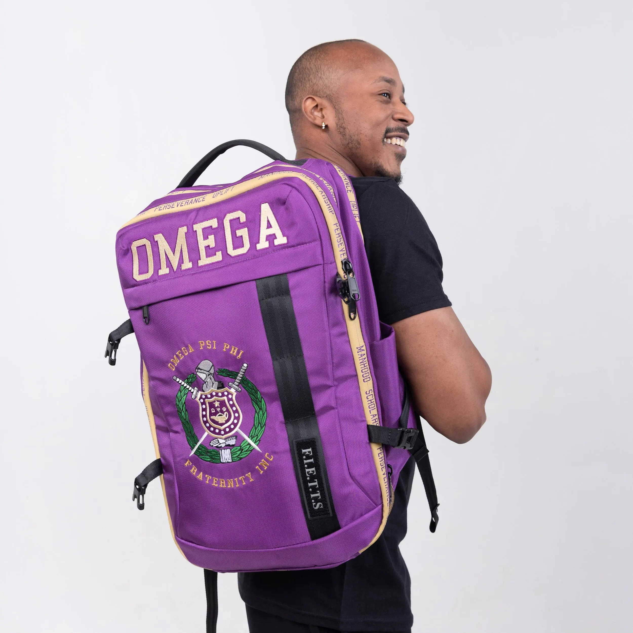Omega Psi Phi Embroidered Purple and Gold Backpack Omega Psi Phi Embroidered Purple and Gold Backpack