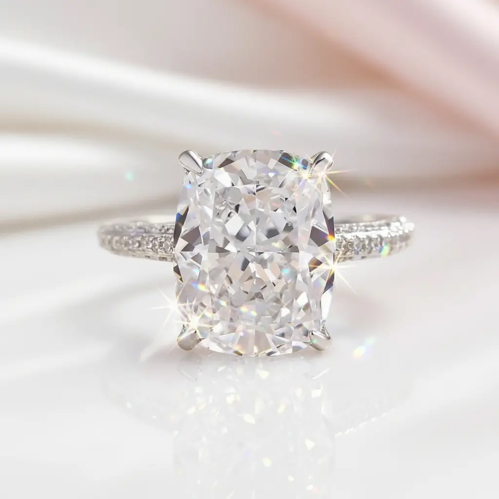 Luxurious Elongated Cushion Cut Engagement Ring