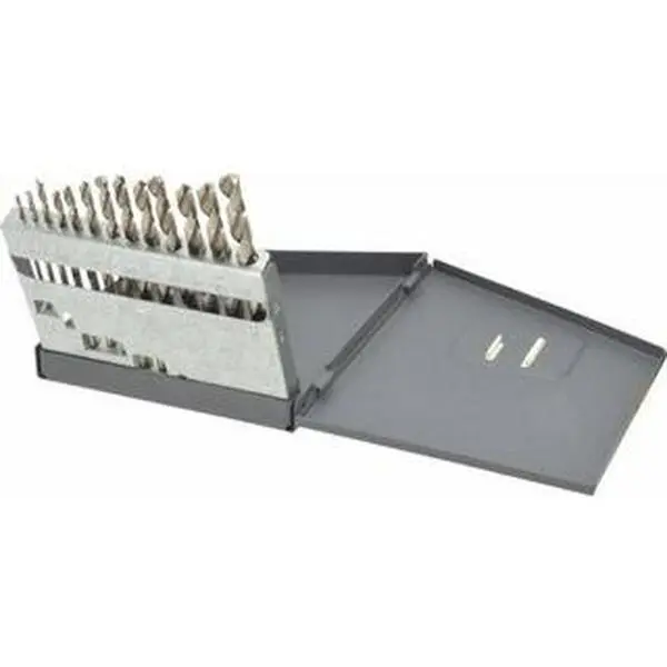 HERTEL 13-Piece High-Speed Steel Jobber Length Drill Bits Set - Tool Accessories, 1/16"-1/4" Sizes, 118° Standard Point, Straight Shank, Bright Finish