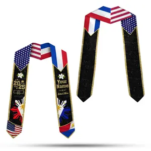 Custom Name School Name Filipino Graduation Sash 2026, Philippines American Flag Stole