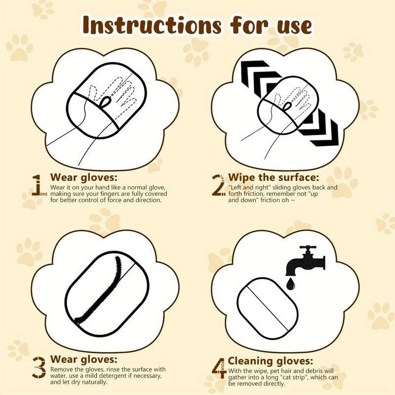 Double-Sided Electrostatic Pet Hair Remover Glove, Ideal for Pet Grooming, Removes Hair from Furniture, Carpet, Pet Bed, and Cat Tree, Reusable Tool