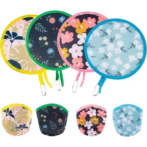 4 Pcs Round Foldable Hand Fans, 4 Styles Handheld Fans Foldable Cooling Fans, Round Japanese Folding Fans Handheld for Indoor Outdoor Travel, Events, Festival, Party Decoration (Colorful Floral)