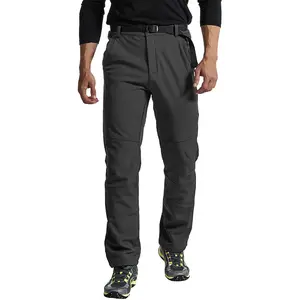 GOPUNE Men's Snow Ski Hiking Pants Waterproof Fleece Lined Pants Outdoor Mountain Softshell with Belt