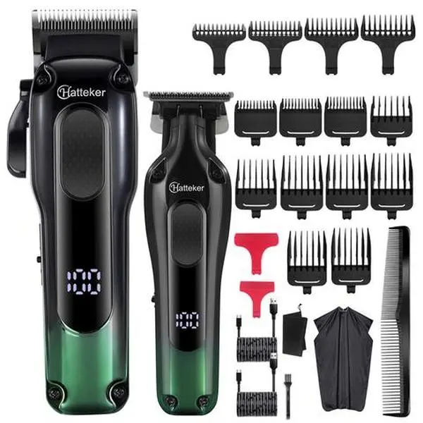Hatteker Professional Cordless Hair Clipper Set For Men | Rechargeable Hair Clippers & Beard Trimmer Kit, Barber Cutting Machine For Salon & Home Use, Perfect Christmas Gift For Him