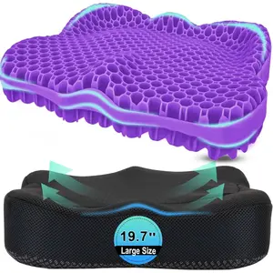 Thick 19.7in Seat Cushion, Gel Seat Cushion for Long Sitting-For Office Chair, Wheelchair, Car. Large Cooling Support Pad for Back Pain, Sciatica, Tailbone Pain Relief