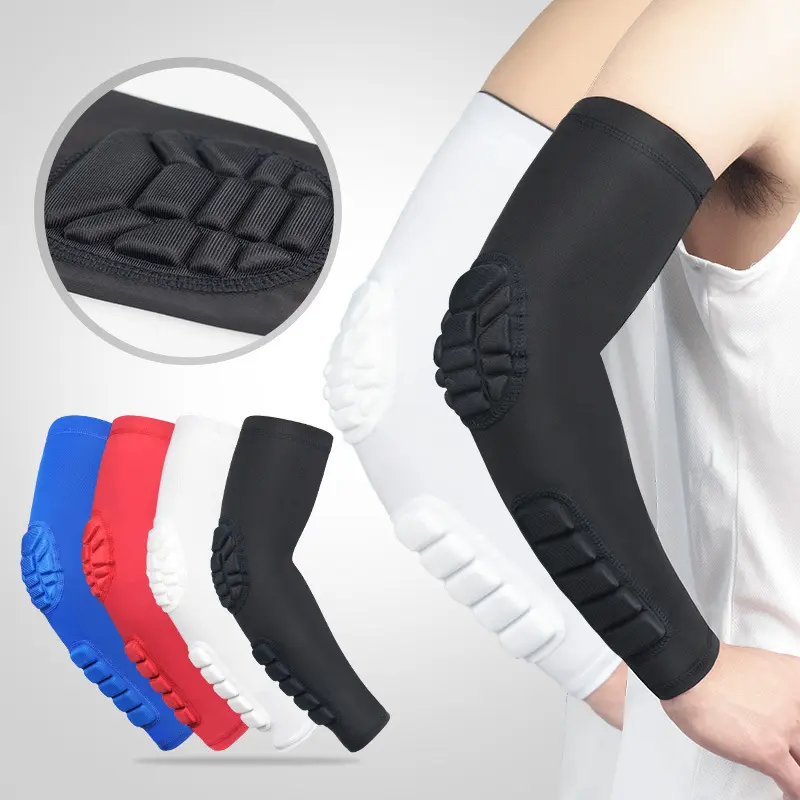 2PCS Padded Compression Arm Sleeves – Anti-Collision Elbow & Arm Guards with Breathable Fabric, Available in 4 Colors for Fitness & Training