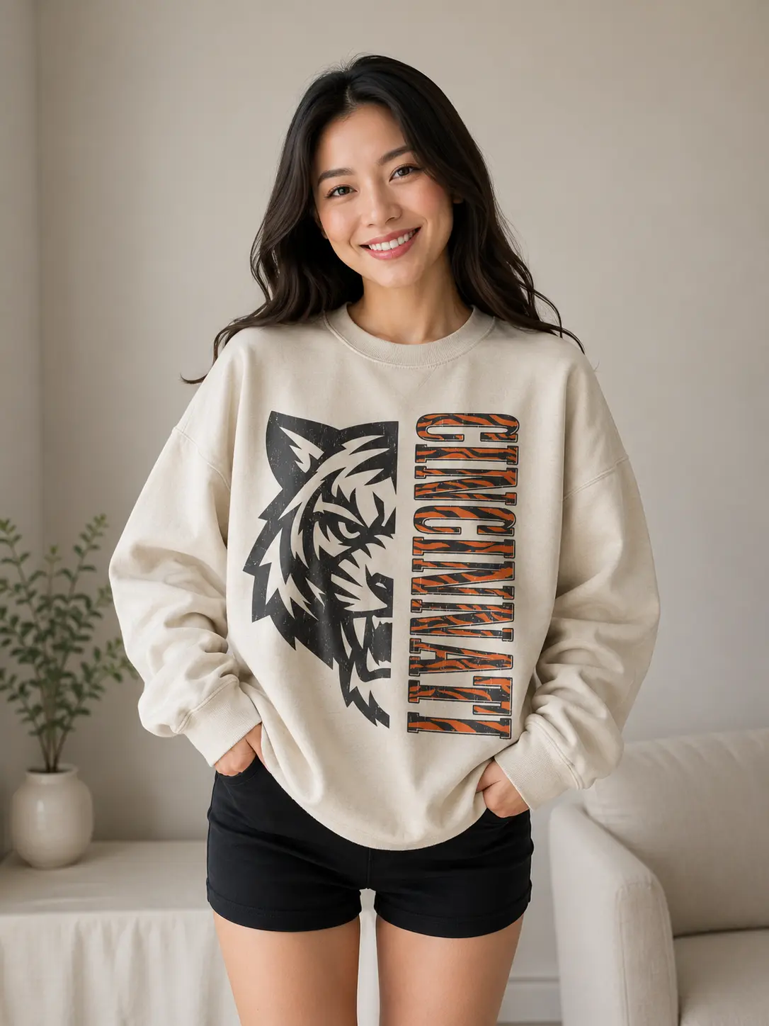 Cincinnati Game Day Vintage Sweatshirt, 90s Retro Graphic Tee, Funny Mascot Oversized Shirt Football Fan CBG011