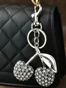 Rhinestone Cherry Keychain, Silver/ Options, Sparkling Bag Charm for Women, Handbag/key Decoration, Summer Gift