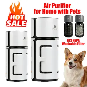 Household large room pet air purifier, H13 HEPA washable double-sided filter, pet hair and dander odor allergy air purifier, pollutant smoke and dust, PM2.5 air quality monitor