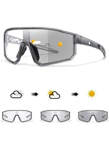 Men's Photochromic Sport Sunglasses, Color Change Cycling Glasses,Stylish Outdoor Glasses, Windproof Design, Trendy Style for Active Lifestyle