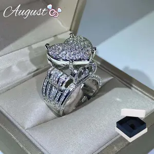 Hip Hop Women's Cubic Zirconia Love Ring Heavy Design Female Wedding Ring Jewelry Gift Exquisite Packaging Size (5-11) Cz Bling SpringStatements