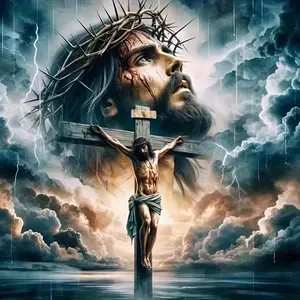 DIY 5D Diamond Painting Kit Handcraft Jesus Theme Full Drill Mosaic Craft Handicraft, Home Wall Decor Gift, Home Decoration Art Supplies, Diamond Art Tools